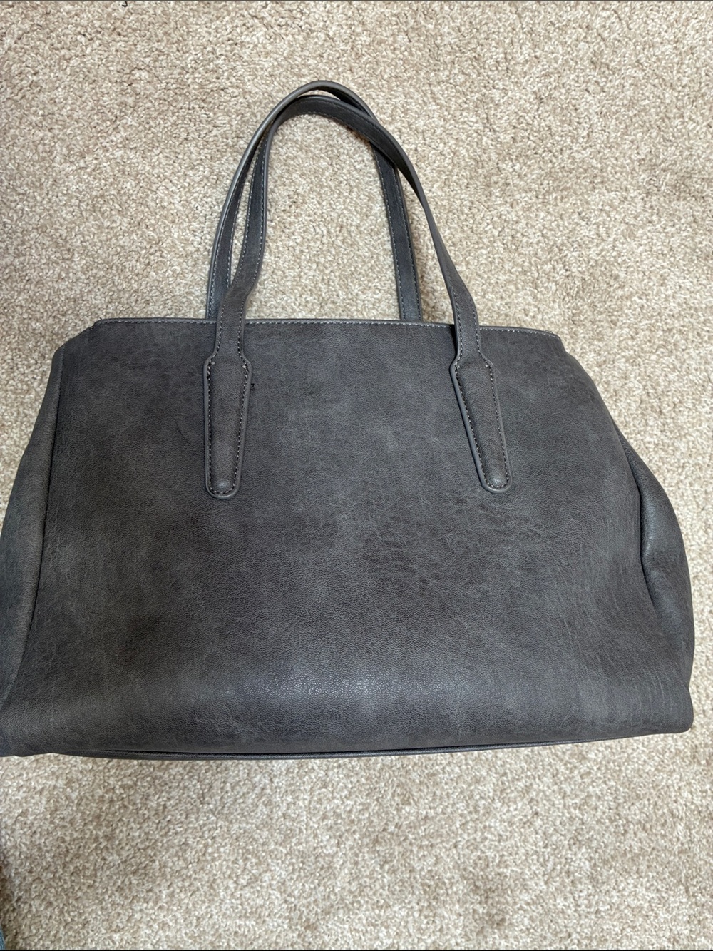 Classic Gray Leather Tote Bag - Versatile Everyday Handbag - Picture 2 of 8